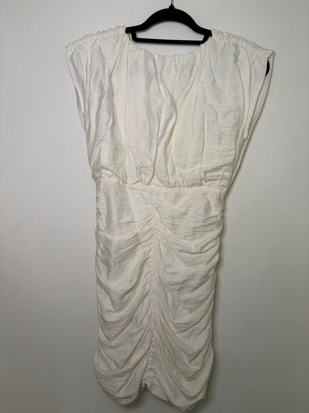 Sandro NWT Ruched crinkled-twill mini dress - Size 34